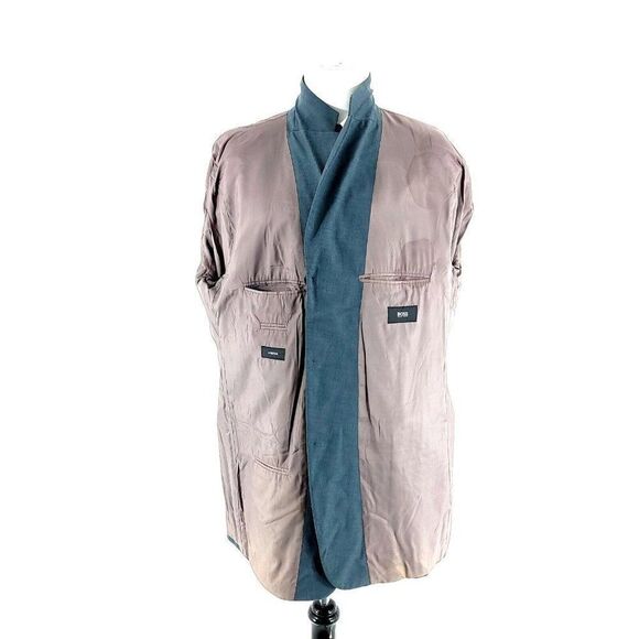 Hugo Boss Einstein Wool 3 Button Blazer 48L Gray Blue Basket Weave - Picture 12 of 14